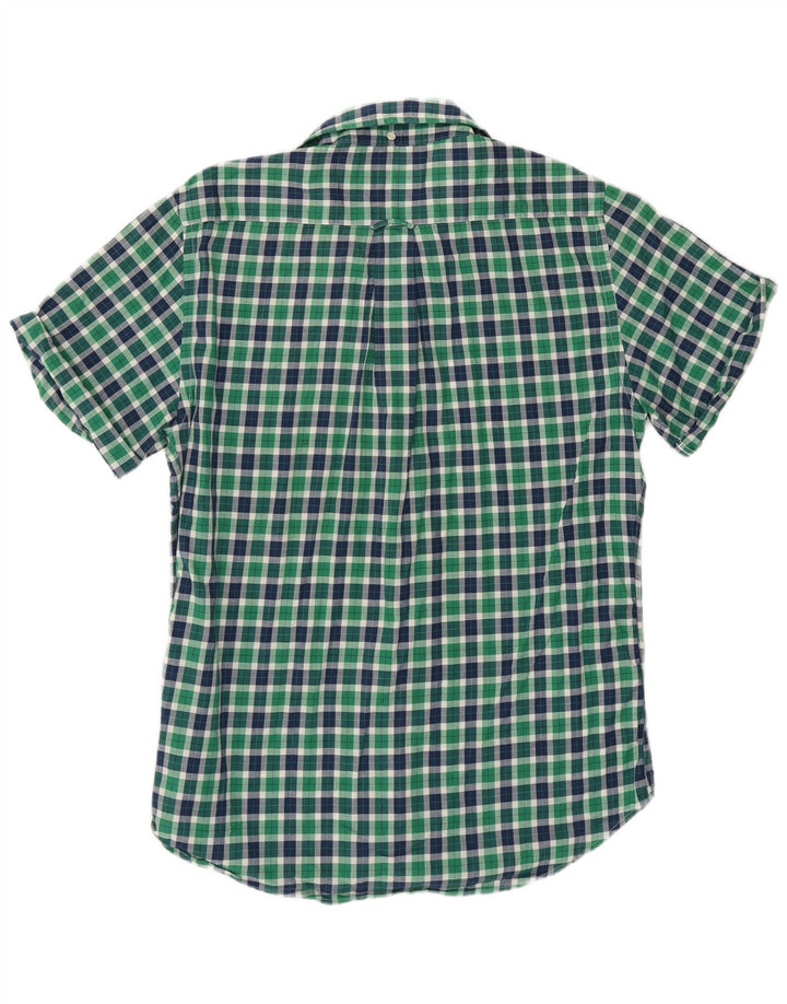 Gant Camicia Rugger da uomo a maniche corte in cotone a quadri verde medio
