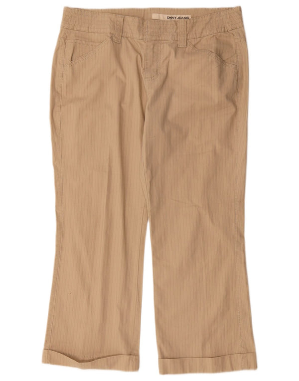 Pantaloni cropped da donna Dkny US 10 Large W32 L25 Cotone gessato beige