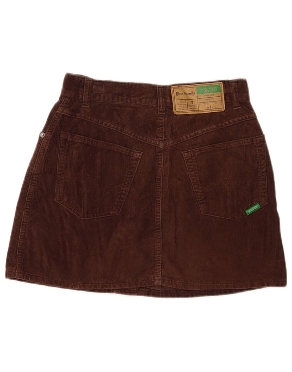 Mini gonna in velluto a coste a vita alta da donna Benetton IT 42 media W26 marrone
