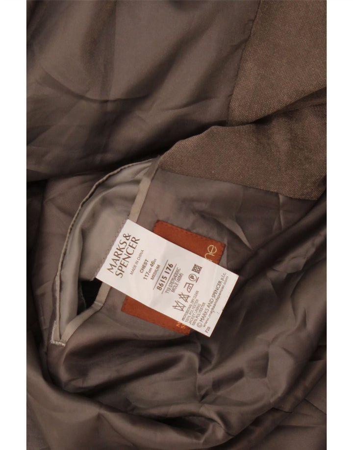 Giacca blazer a 3 bottoni Marks & Spencer da uomo UK 46 XL poliestere grigio