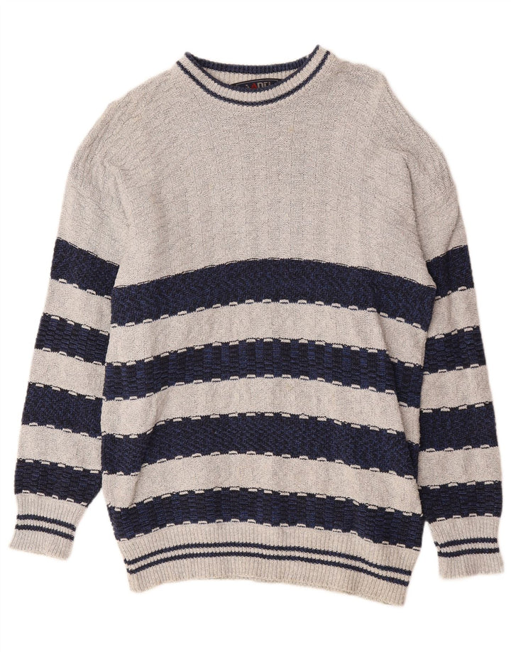 Maglione maglione girocollo da uomo vintage color grigio medio