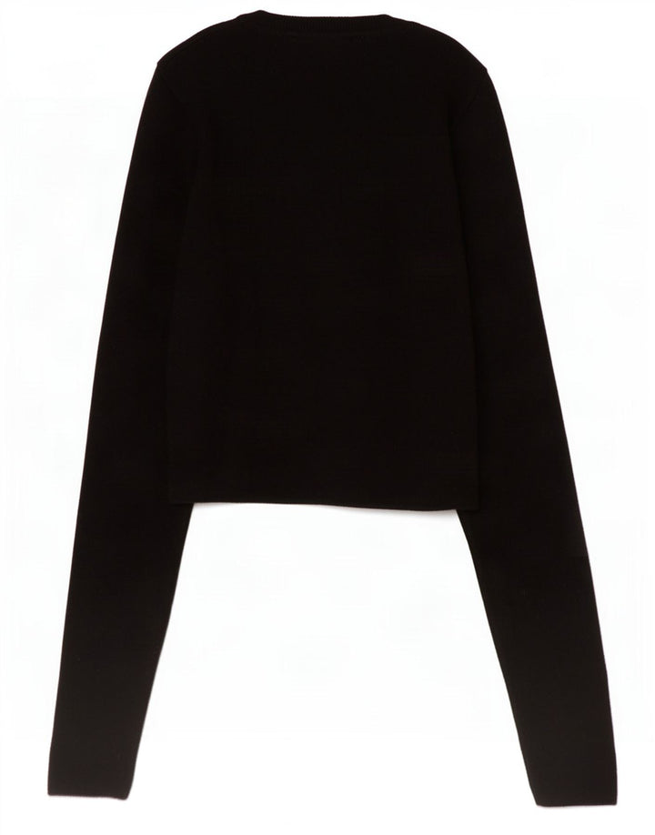Top corto da donna Zara a maniche lunghe UK 8 piccolo in viscosa nera