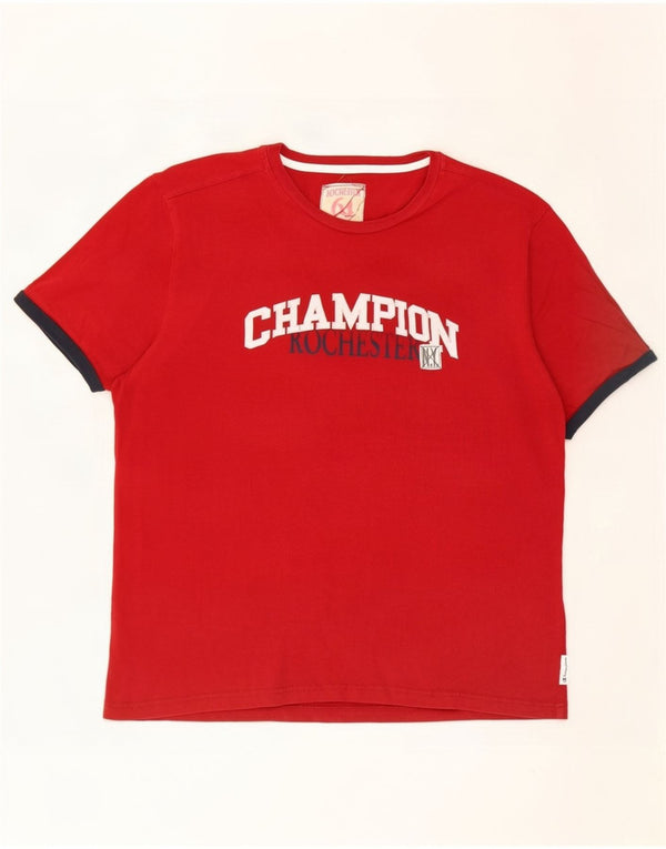 T-shirt grafica da uomo Champion Top XL in cotone rosso