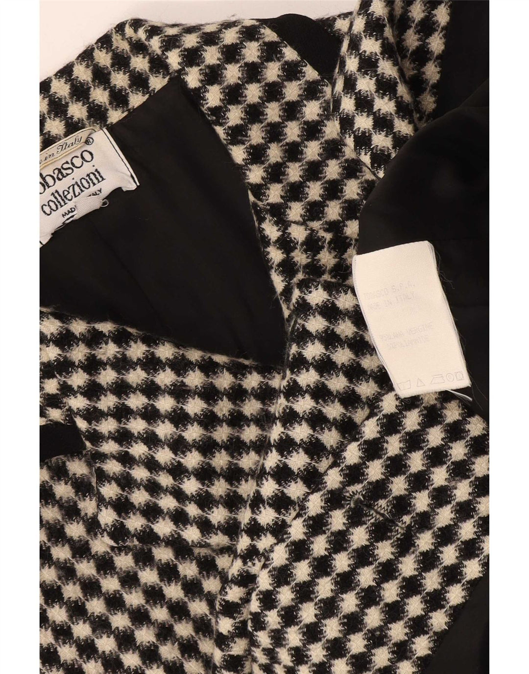 Giacca blazer da donna Tabasco UK 12 Lana vergine geometrica nera media