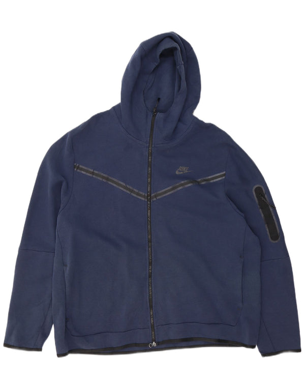 Felpa con cappuccio e zip da uomo Nike 2XL cotone a righe blu navy