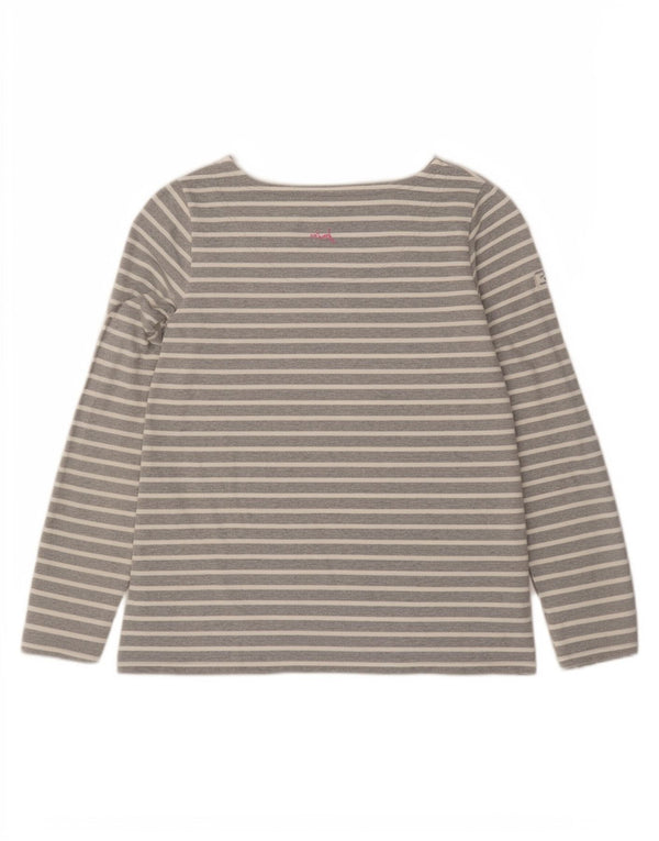 Joules Top da donna a maniche lunghe UK 12 Cotone a righe grigio medio