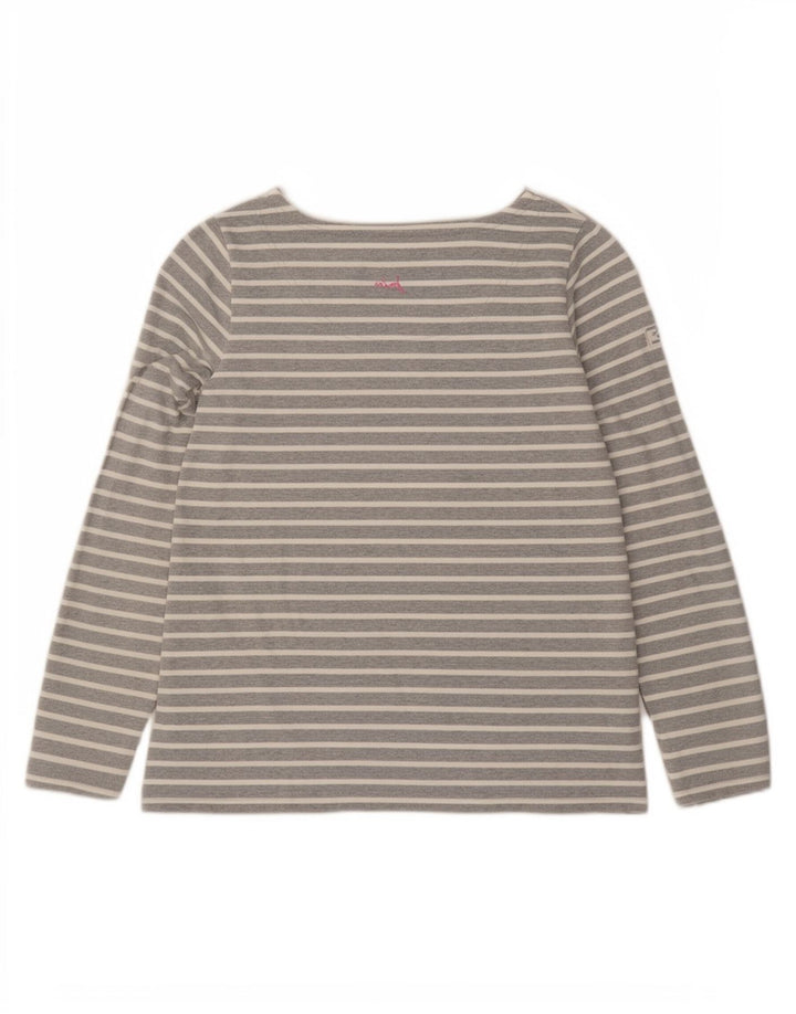 Joules Top da donna a maniche lunghe UK 12 Cotone a righe grigio medio
