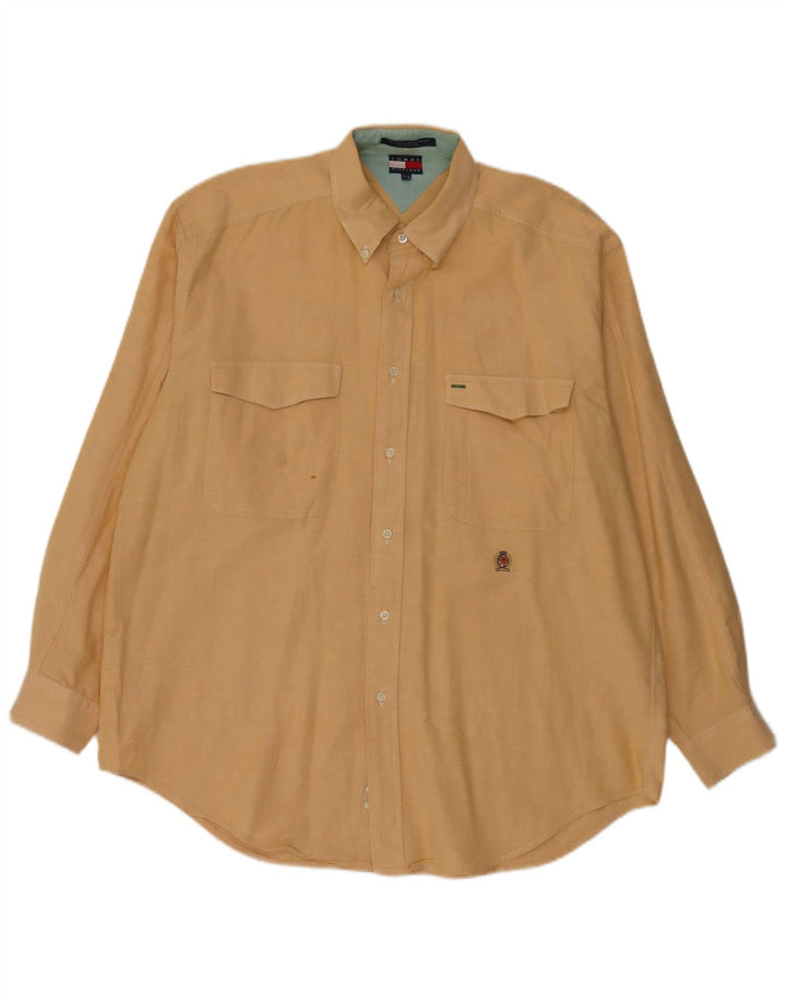 Camicia da uomo Tommy Hilfiger grande in cotone giallo
