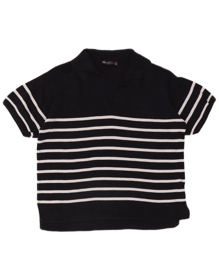 Maglione maglione collo alto da donna Marks & Spencer UK 14 blu navy medio