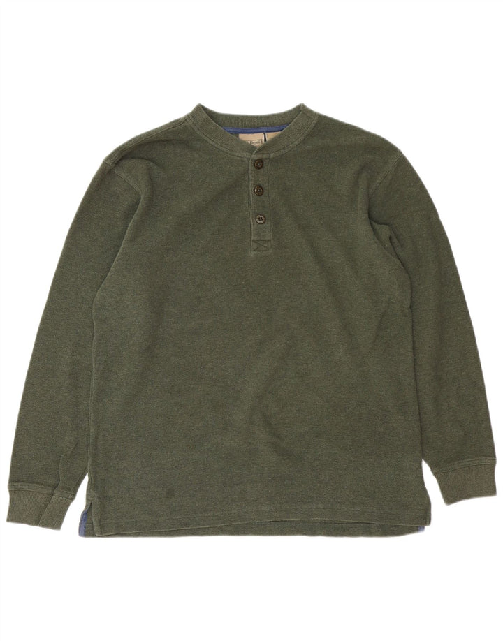 L.L.BEAN Top da uomo a maniche lunghe in cotone verde medio