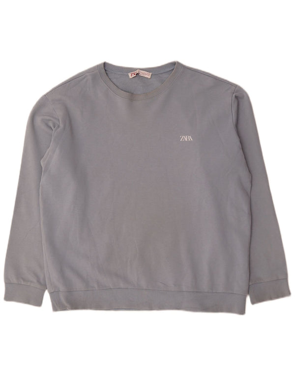 Felpa Zara Uomo Maglione XL Blu Cotone