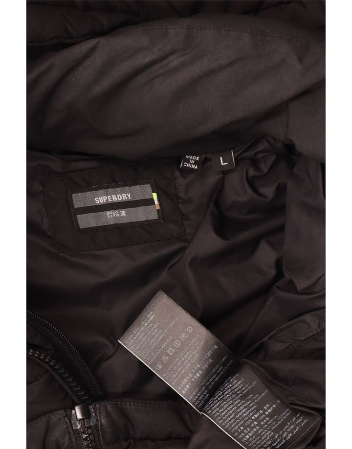 Giacca imbottita con cappuccio da uomo Superdry grande in poliestere nero