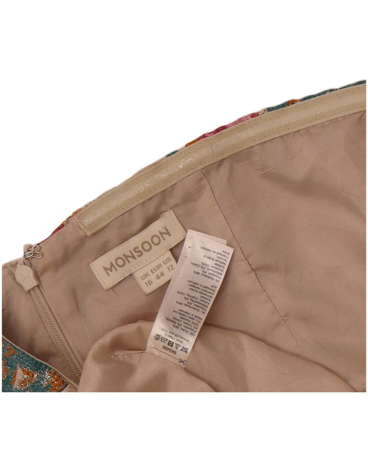 Abito a trapezio da donna Monsoon UK 16 Grande poliestere floreale bianco