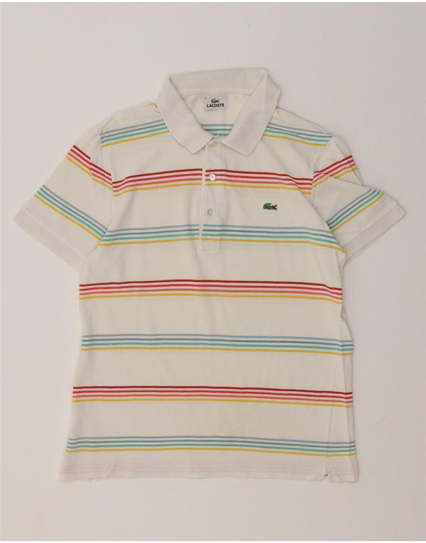 Polo da uomo LACOSTE taglia 4 cotone a righe bianche medie