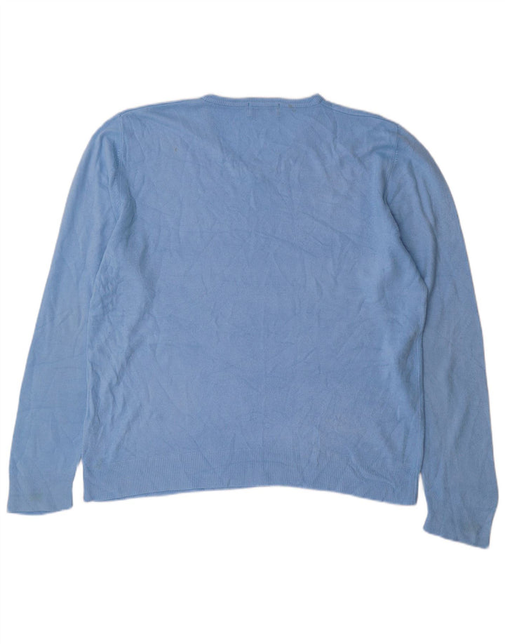Marks & Spencer Maglione da uomo con scollo a V blu Harbour grande acrilico