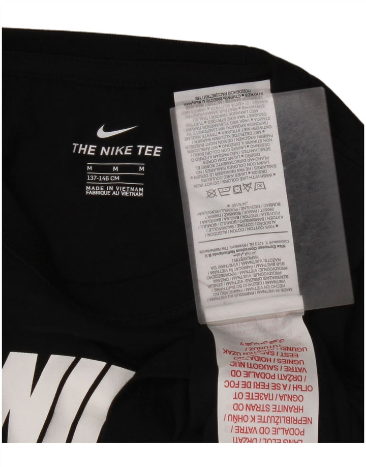 Top corto con grafica NIKE per ragazze, manica lunga, 10-11 anni, cotone nero medio