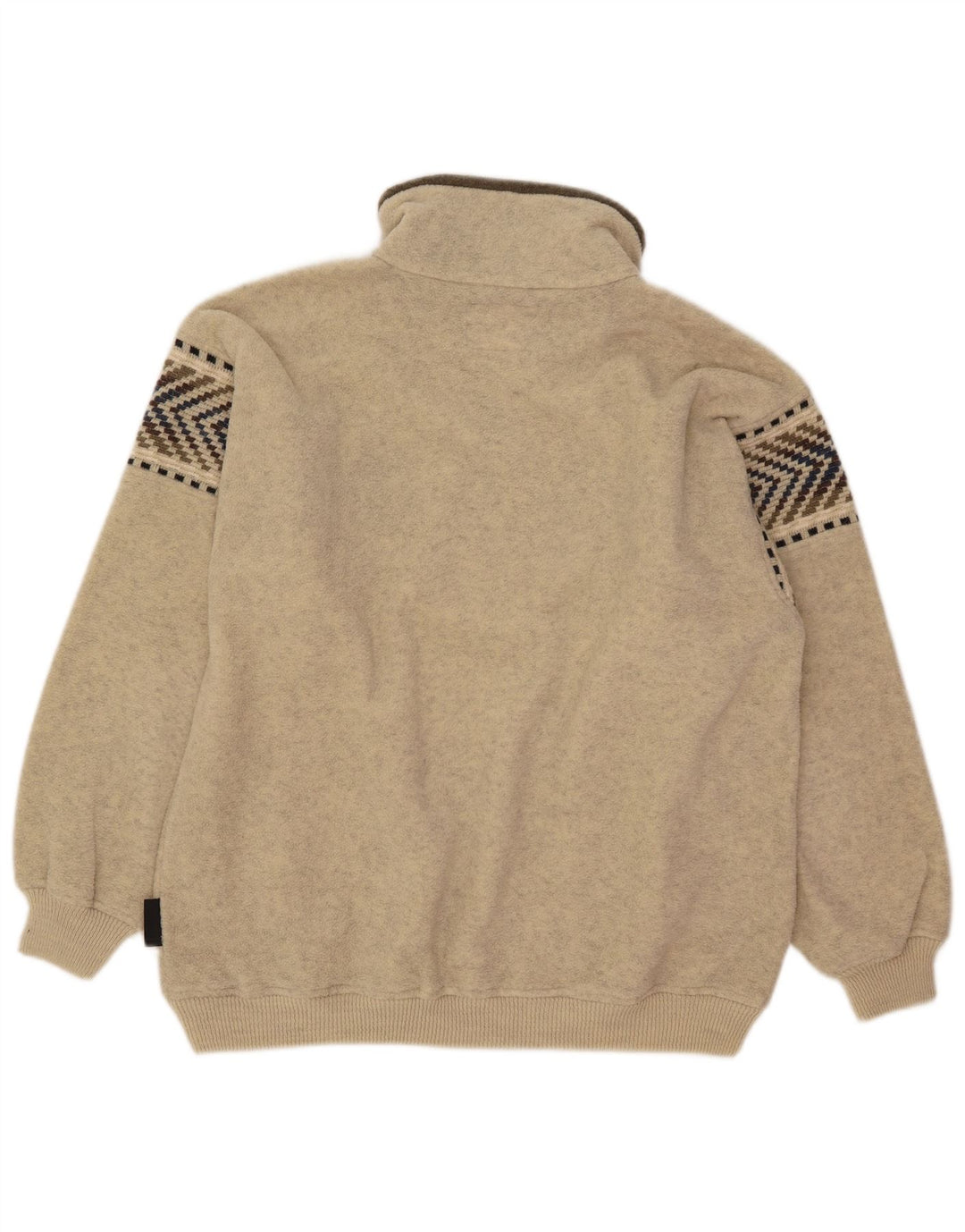 Maglione in pile da uomo Silvy con zip e collo 2XL Lana geometrica beige
