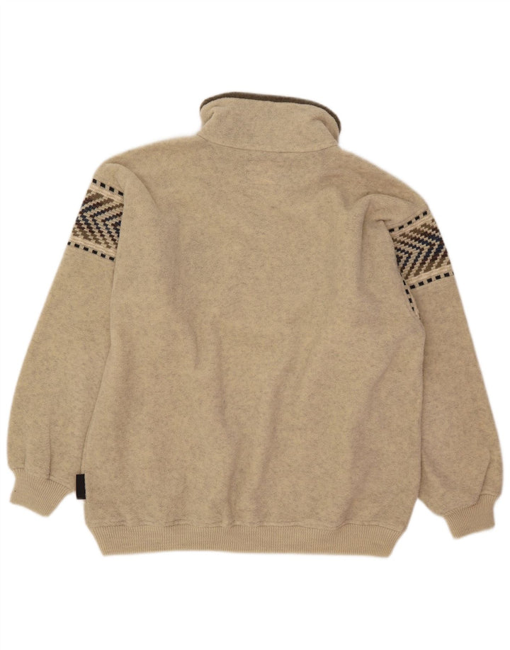 Maglione in pile da uomo Silvy con zip e collo 2XL Lana geometrica beige