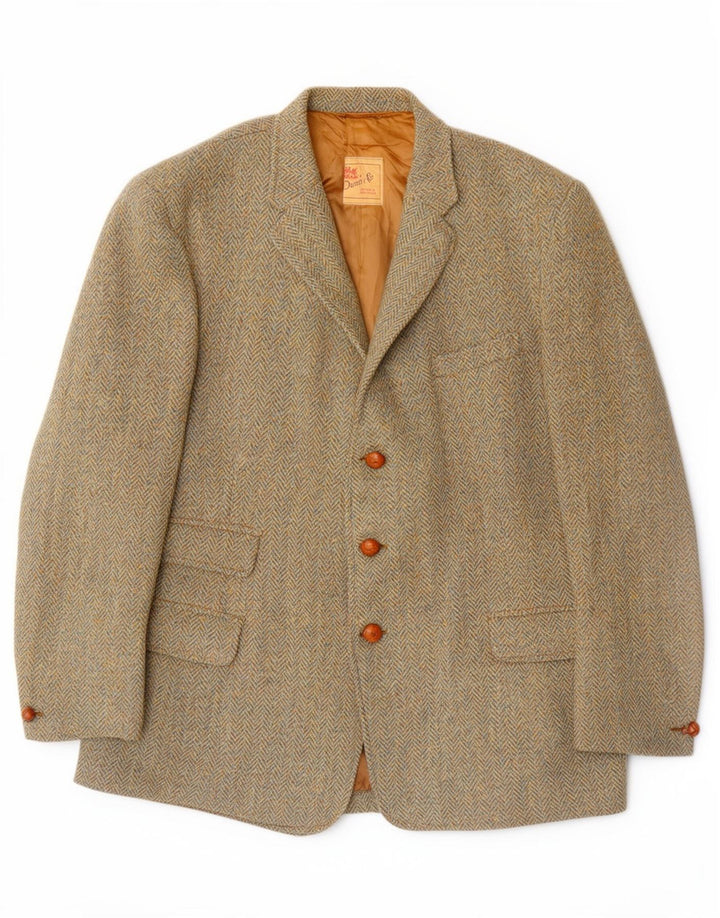 Dunn & Co Harris Tweed da uomo UK 40 grande lana a spina di pesce marrone classico