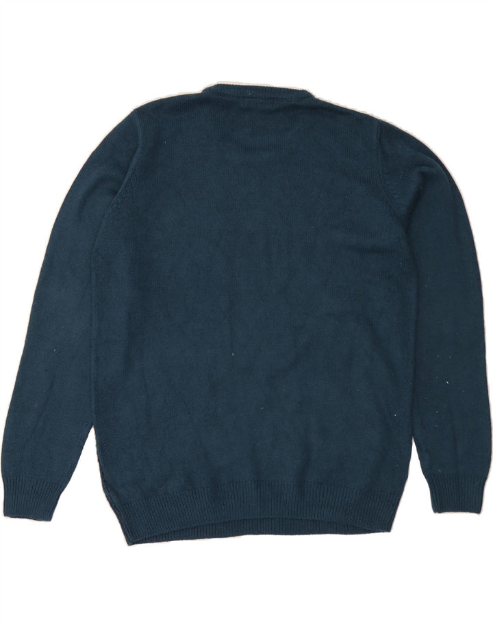 JAMES PRINGLE Mens Crew Neck Jumper Sweater Medium Navy Blue Striped Vintage James Pringle and Second-Hand James Pringle from Messina Hembry 