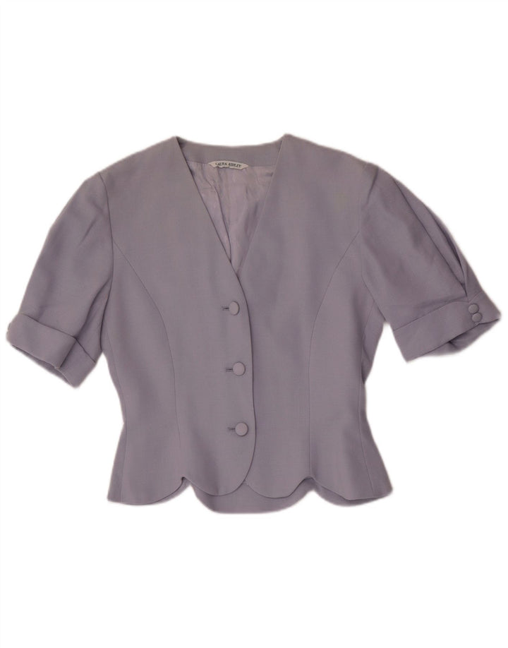 Giacca blazer a maniche corte a 3 bottoni da donna Laura Ashley UK 10 piccola viola