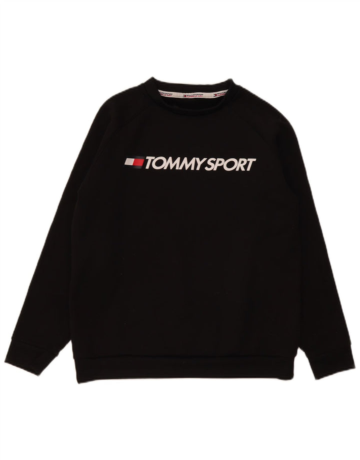 Felpa grafica da donna Tommy Hilfiger Jumper UK 16 Large Poliestere nero