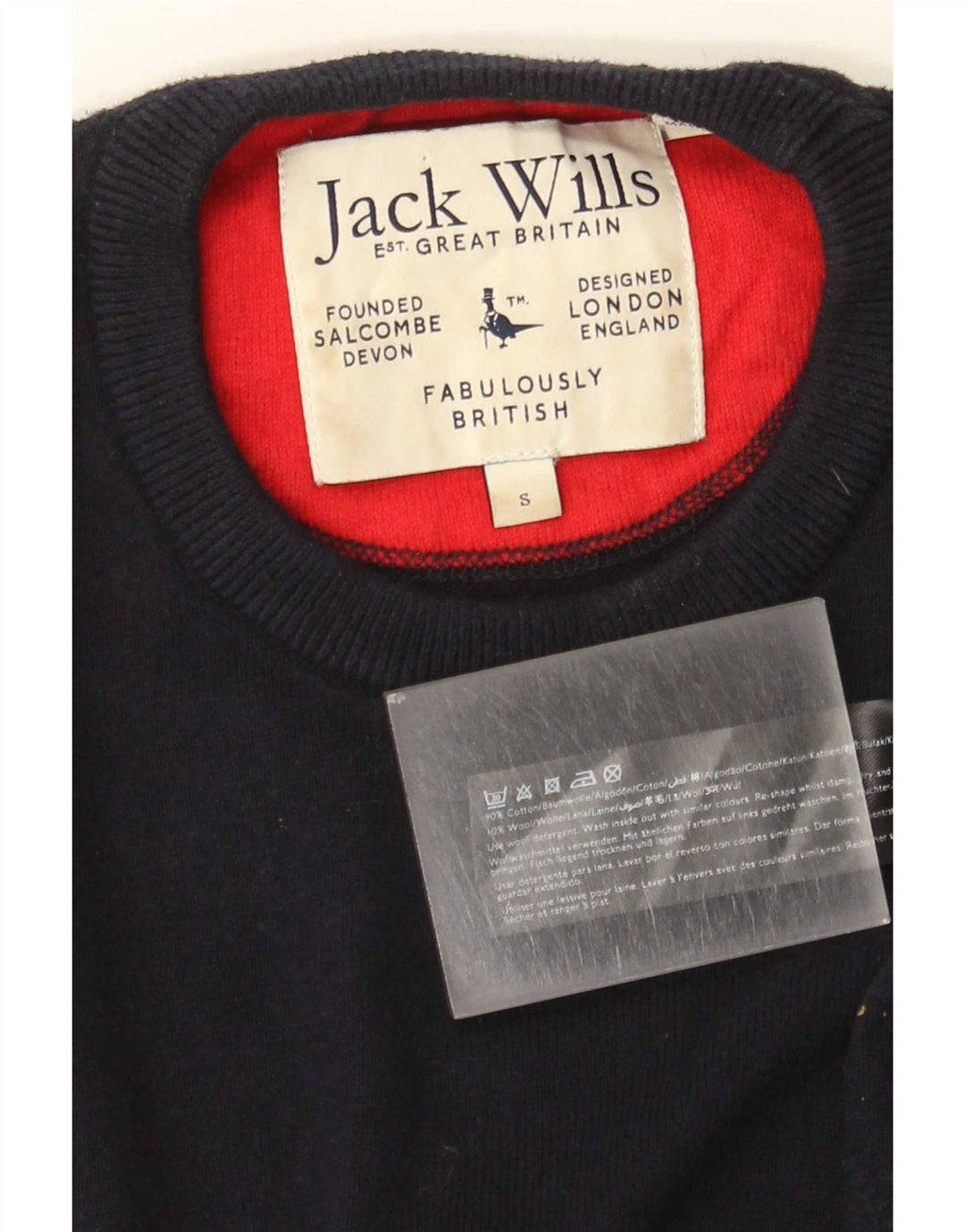 Maglione maglione girocollo da uomo Jack Wills piccolo in cotone blu navy