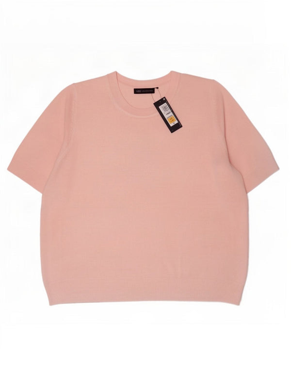 Maglione maglione girocollo a maniche corte da donna Marks & Spencer UK 24 4XL Rosa