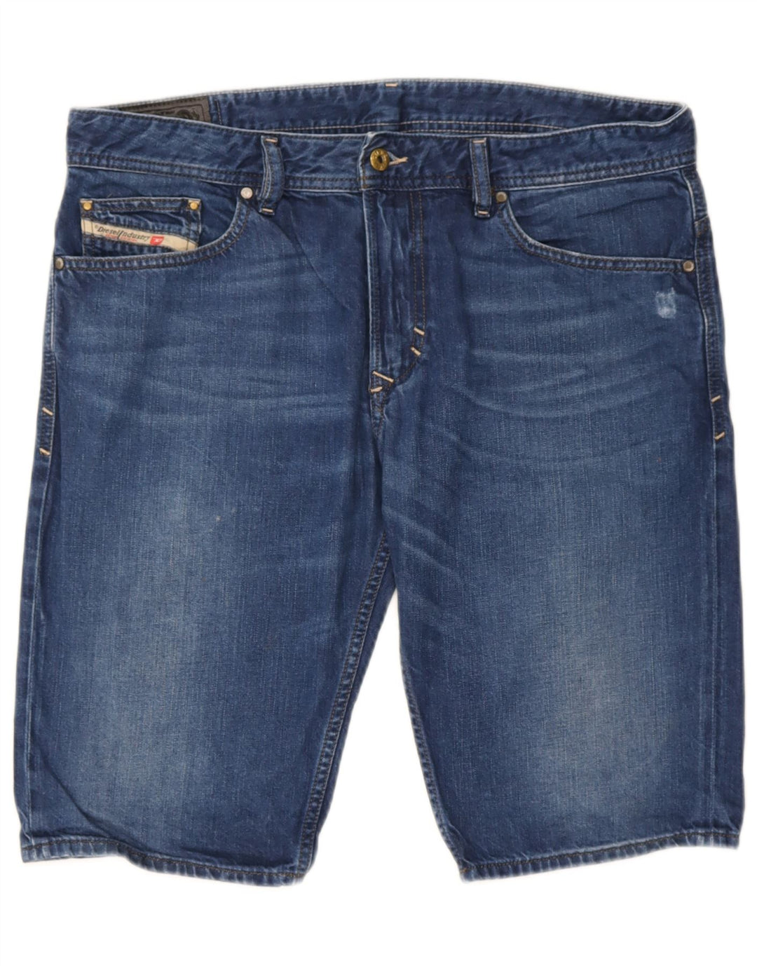 Pantaloncini di jeans invecchiati da donna Diesel W34 grandi cotone blu