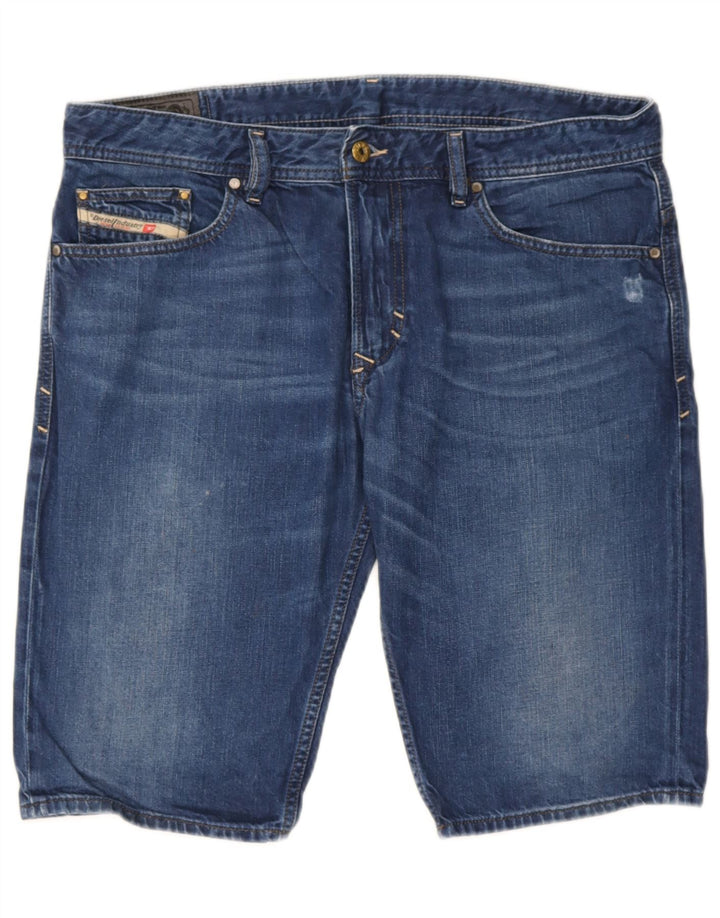 Pantaloncini di jeans invecchiati da donna Diesel W34 grandi cotone blu