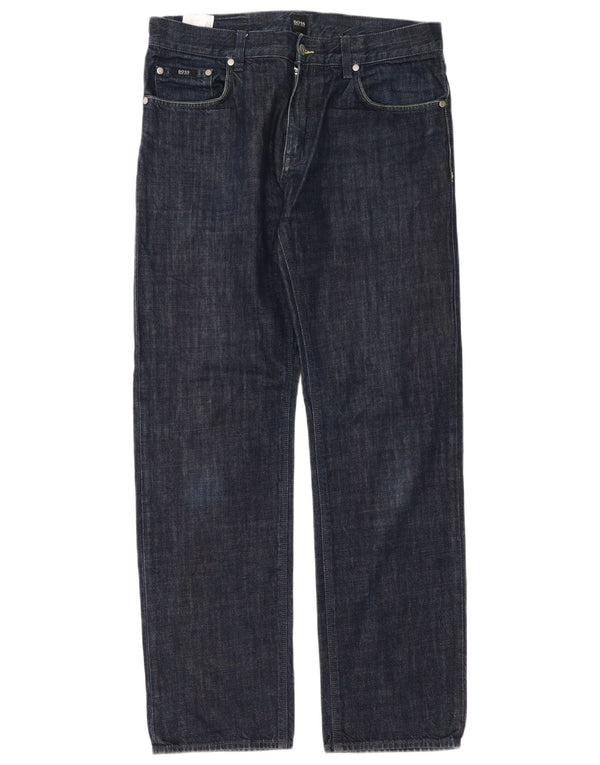 Jeans dritti da uomo Hugo Boss W34 L32 cotone blu navy