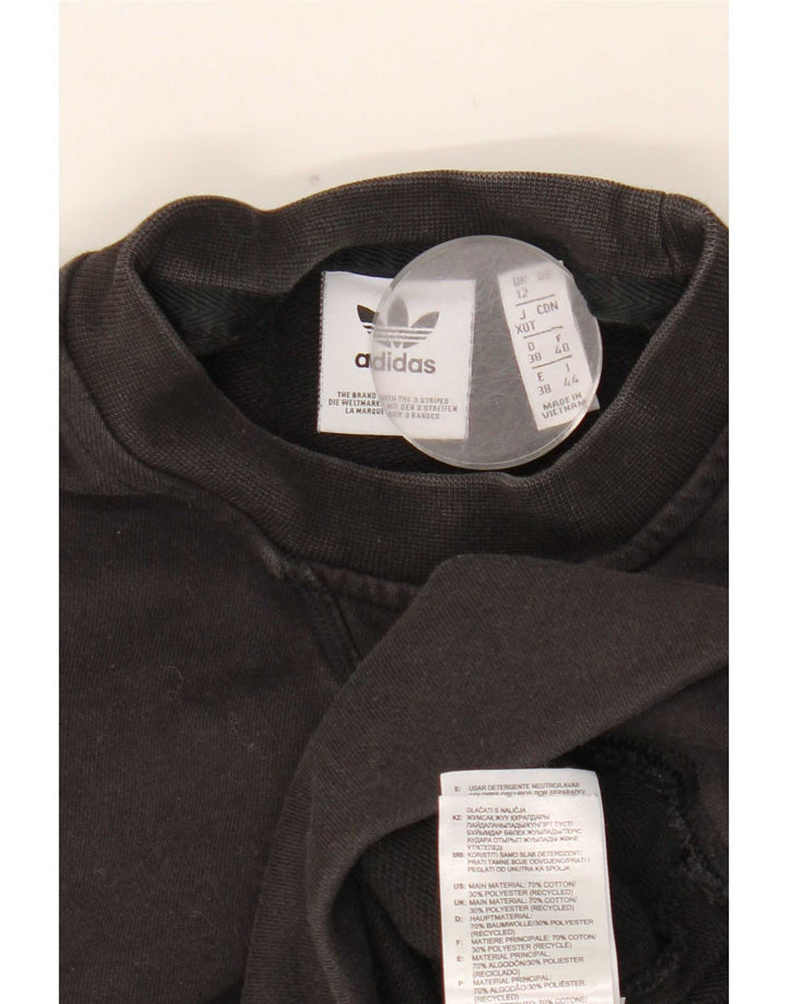 Felpa oversize con grafica Adidas da donna, maglione UK 12, cotone nero medio