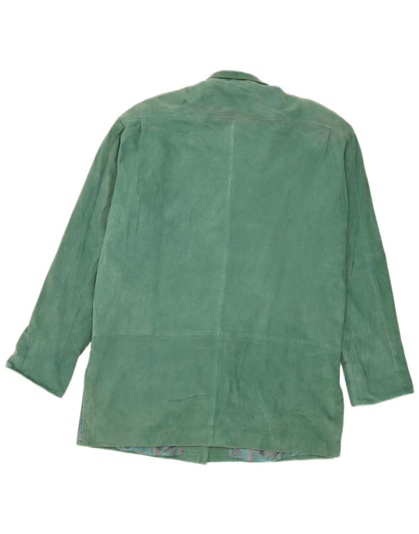 Soprabito vintage in pelle scamosciata da donna UK 18 XL in pelle verde