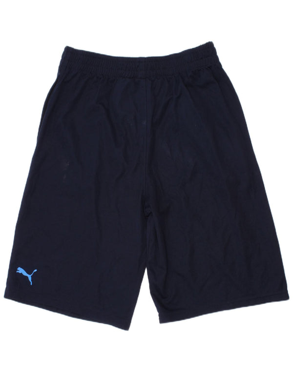 Pantaloncini sportivi grafici Puma da ragazzo 13-14 anni Large in poliestere blu navy