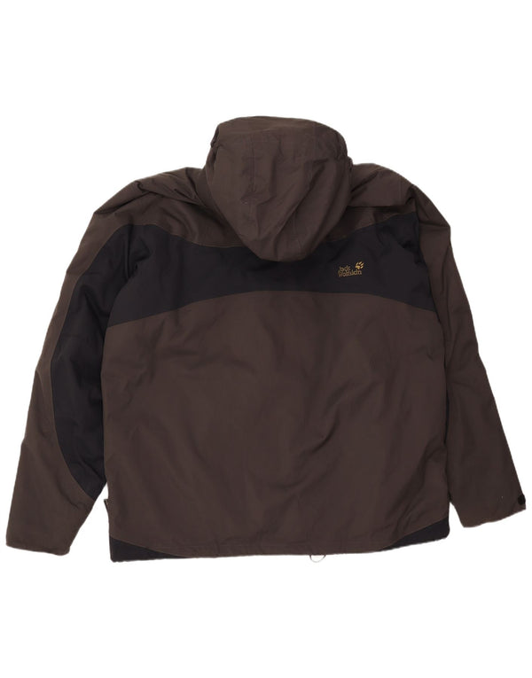 Giacca a vento con cappuccio da uomo Jack Wolfskin UK 46/48 2XL Grigio Colourblock