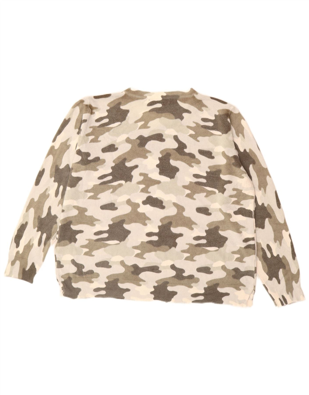 MARKS & SPENCER Maglione da donna con scollo a barca UK 20 2XL Beige Camouflage