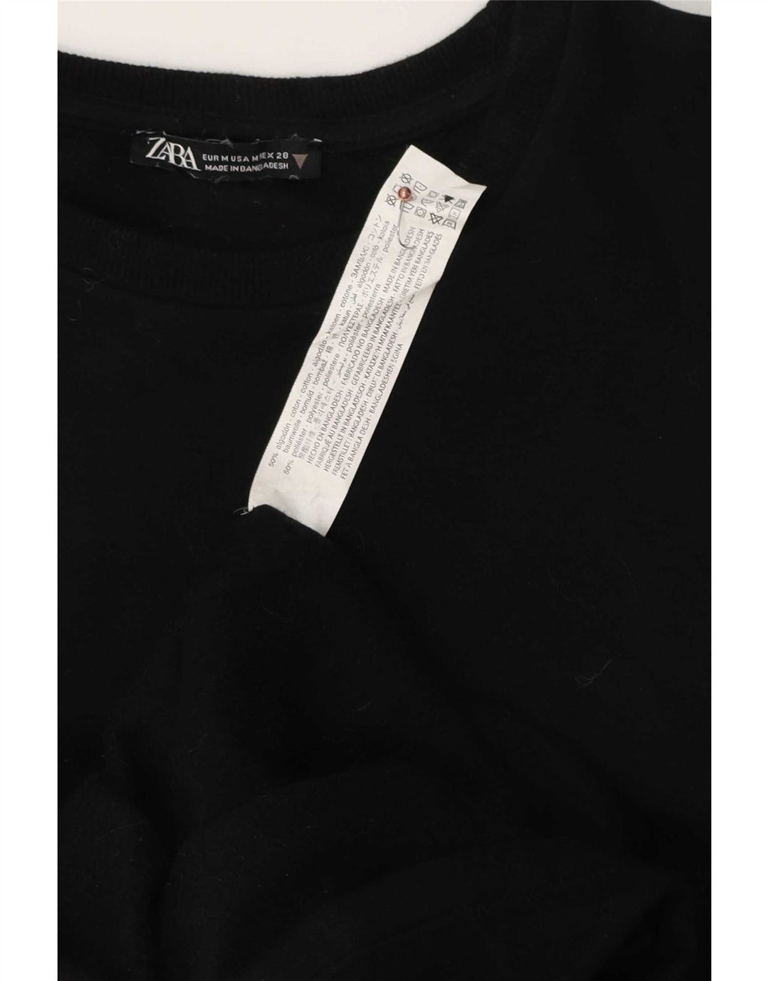 Abito a trapezio a maniche lunghe da donna Zara UK 14 cotone nero medio