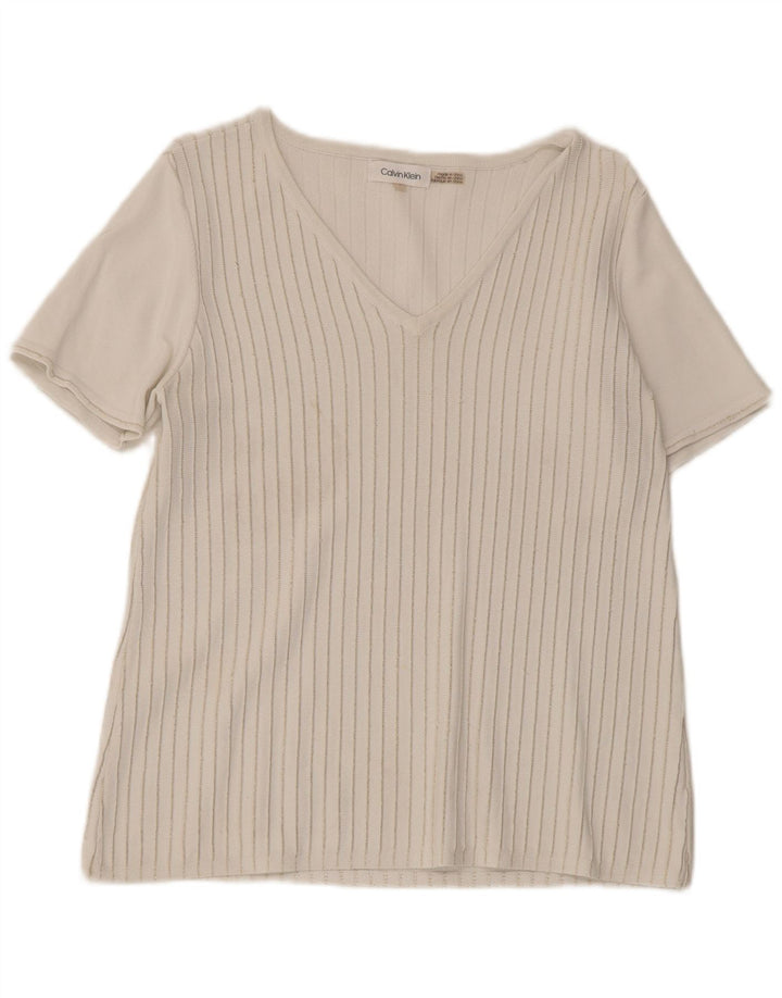 Maglietta da donna Calvin Klein Top UK 10 Small White Striped