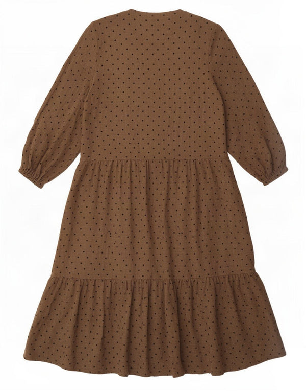 Abito a strati a maniche lunghe da donna Zara UK 14 Marrone medio maculato
