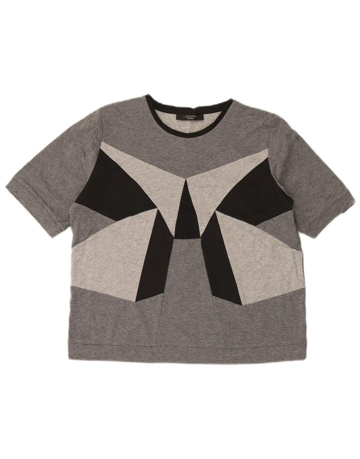 MAX MARA T-shirt da weekend da donna Top UK 16 Large Grigio Colourblock