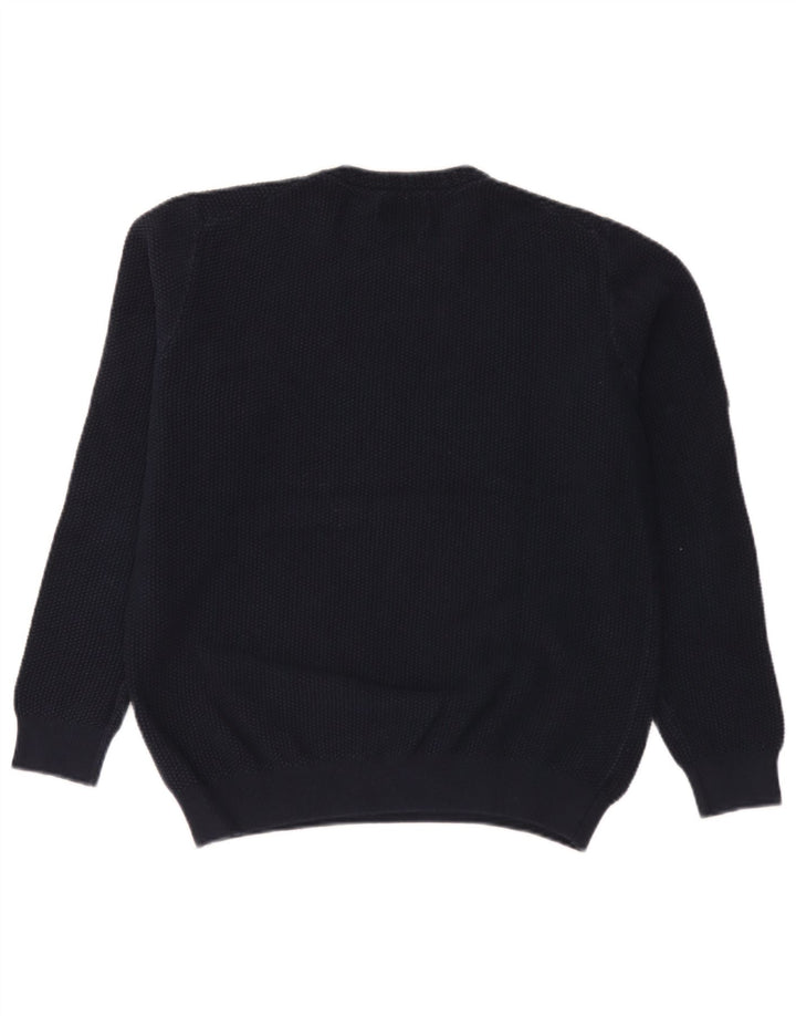 Maglione maglione girocollo da uomo vintage in cotone blu navy medio