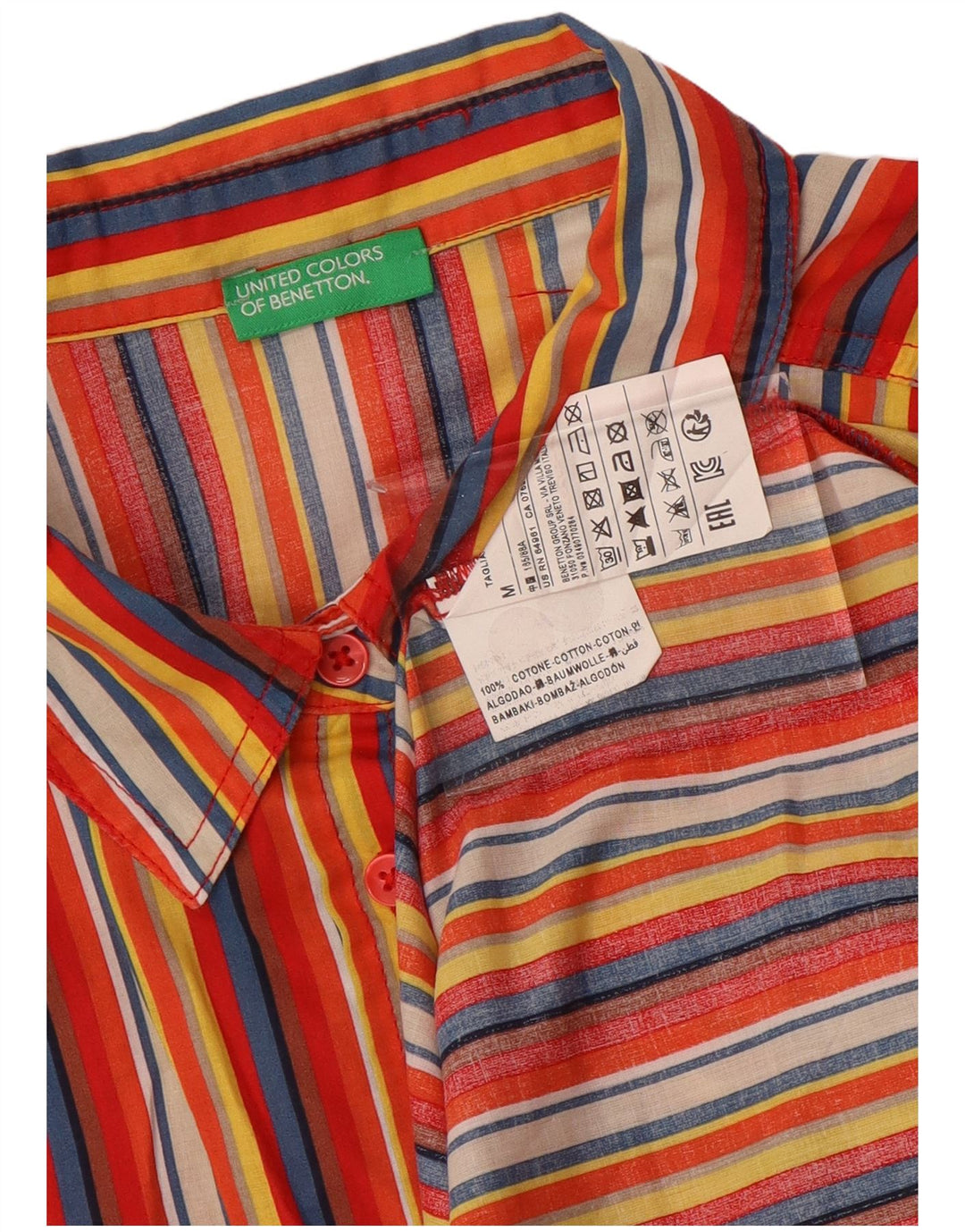 Camicia da donna BENETTON UK 14 Cotone a righe multicolore medio