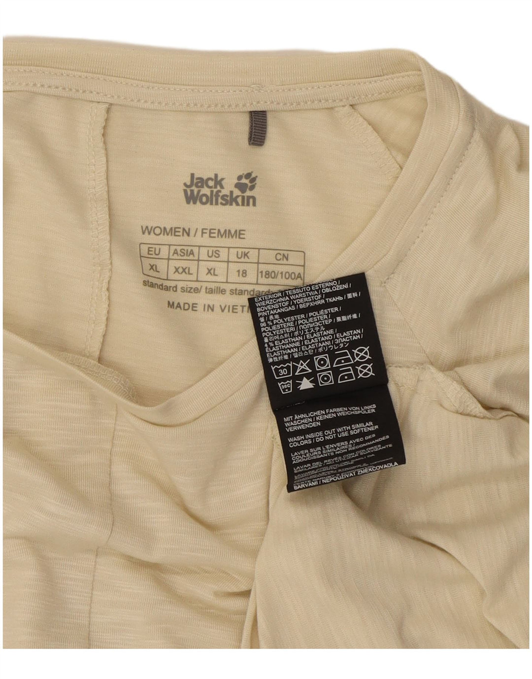 Jack Wolfskin Top da donna a maniche lunghe UK 18 XL Poliestere screziato beige