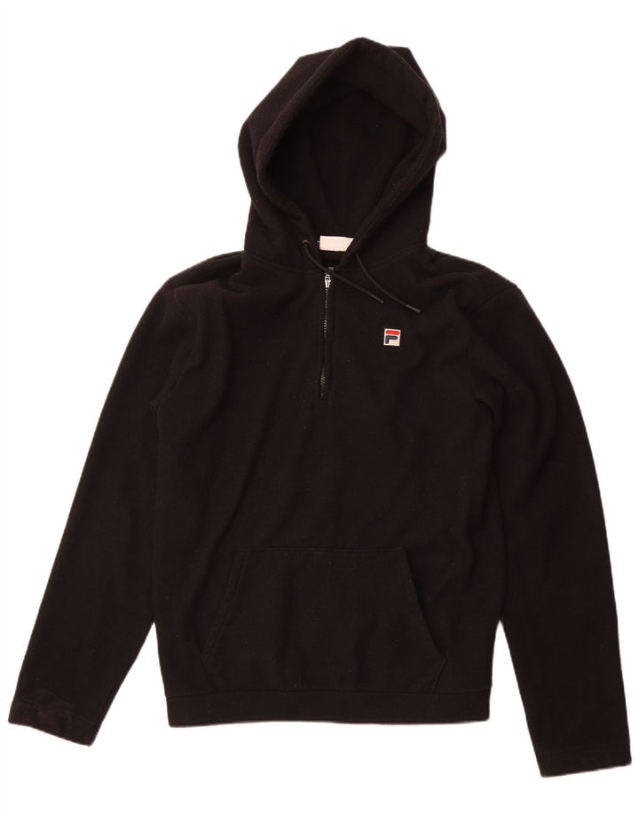 Maglione in pile da uomo con cappuccio e zip FILA, poliestere nero medio
