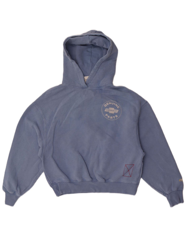 Pull & Bear Felpa con cappuccio oversize con grafica da donna UK 6 XS Cotone blu