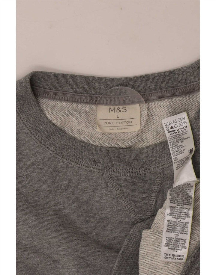 Felpa da uomo Marks & Spencer Maglione grande cotone chiazzato grigio