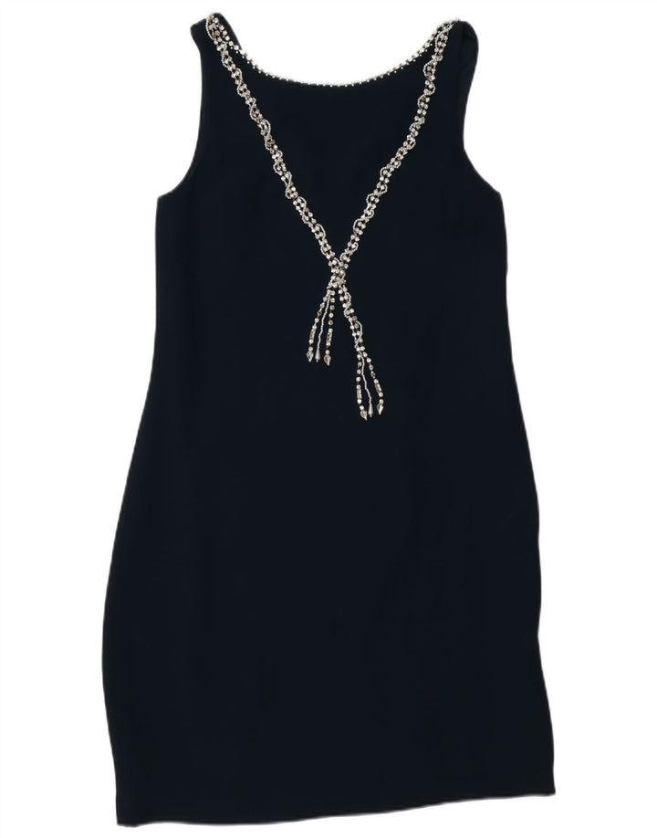 MONSOON Womens Sleeveless Sheath Dress UK 10 Small Navy Blue Viscose