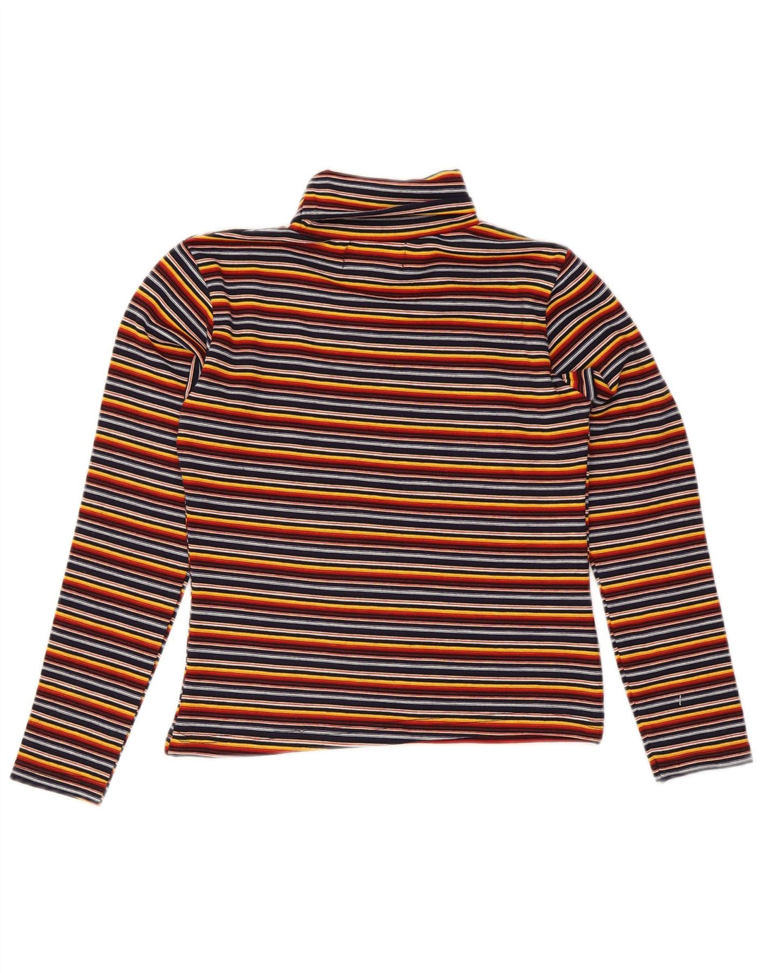 Top vintage da donna con collo alto e maniche lunghe US 2 XS a righe multicolore