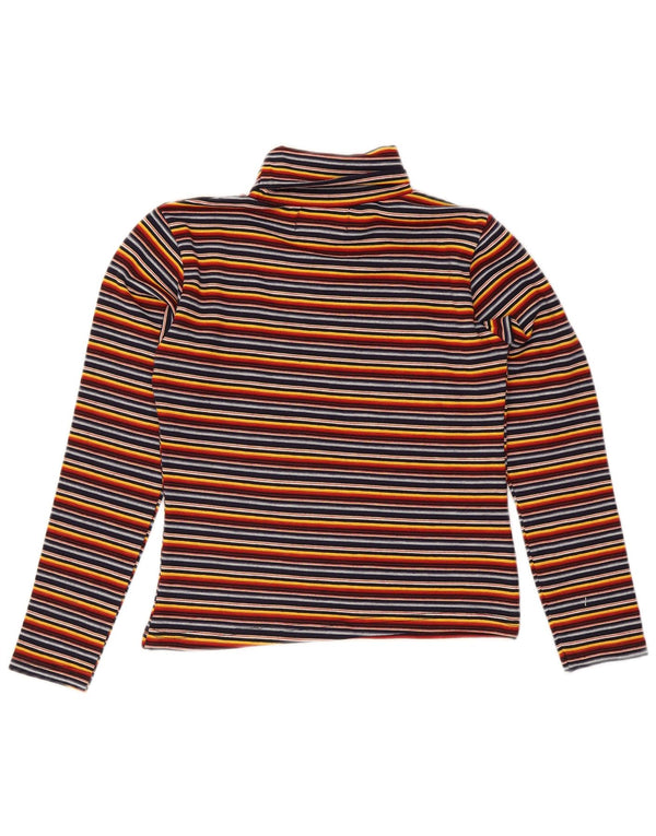 Top vintage da donna con collo alto e maniche lunghe US 2 XS a righe multicolore