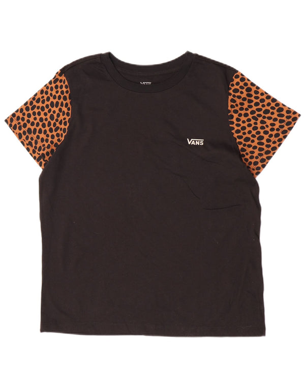 Vans Womens T-Shirt Top UK 14 Large Black Animal Print Cotton